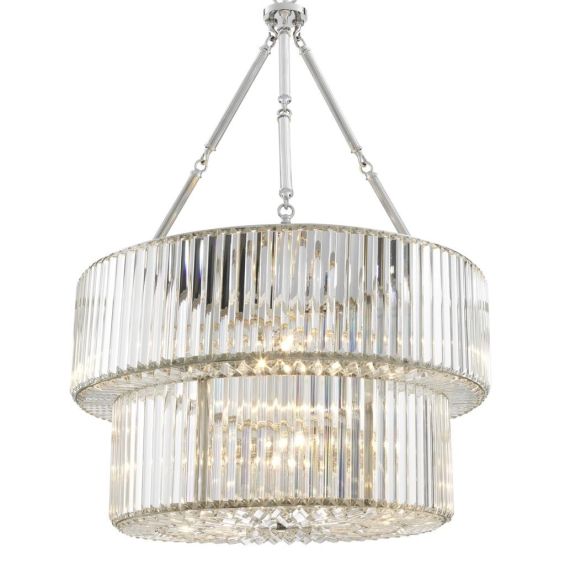 Art-deco 2 tier glass crystal double chandelier