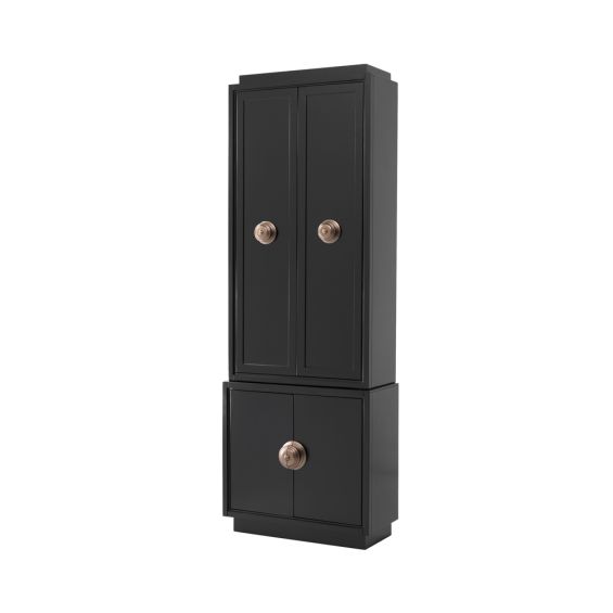 birch wood tall storage cabinet with black finish 