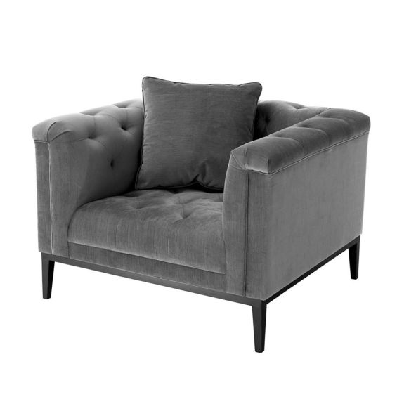 Grey granite buttoned armchair
