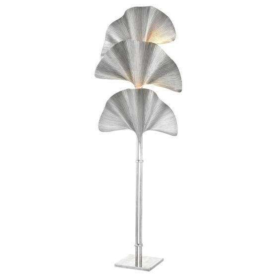 Glamorous silver palm leaf floor lamp
