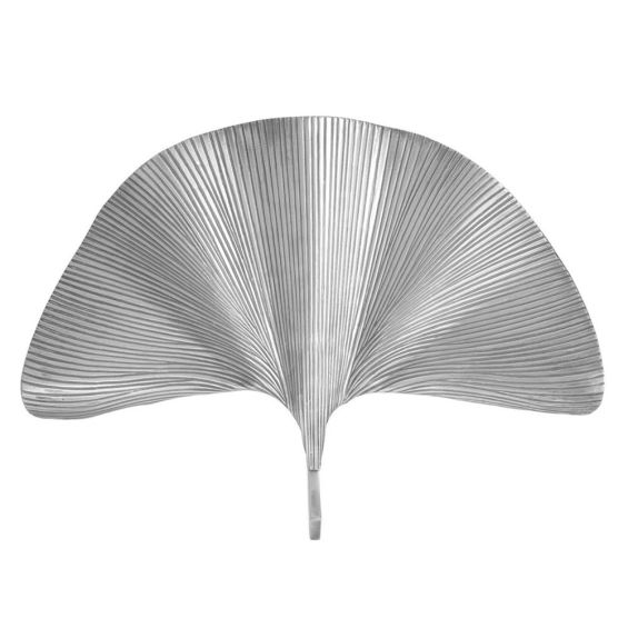 Palm leaf shaped wall lamp in silver