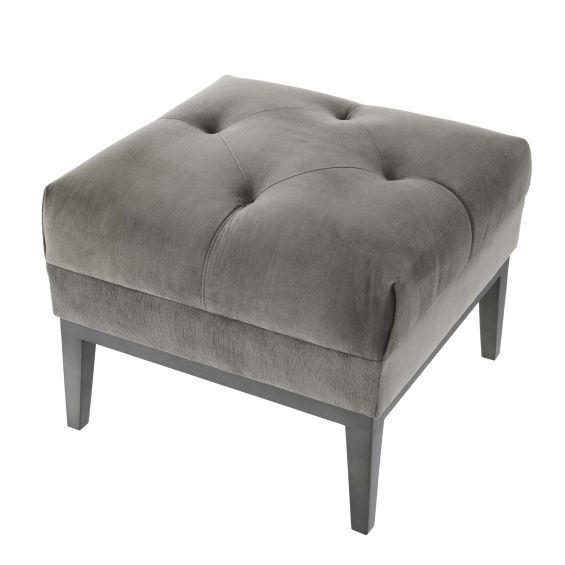 Luxury granite grey velvet stool with buttoned seat