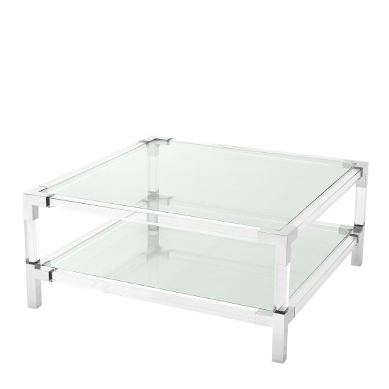 Luxury acrylic and stainless steel contemporary squared coffee table