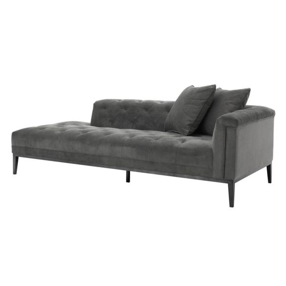 Luxury traditional design granite grey lounge sofa with deep buttoning