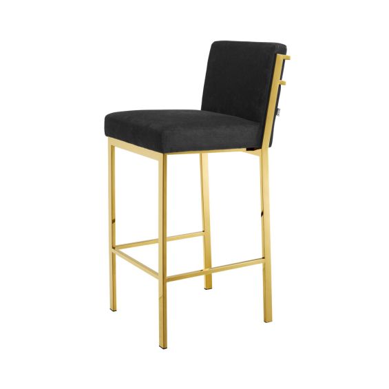 black velvet bar stool with golden frame