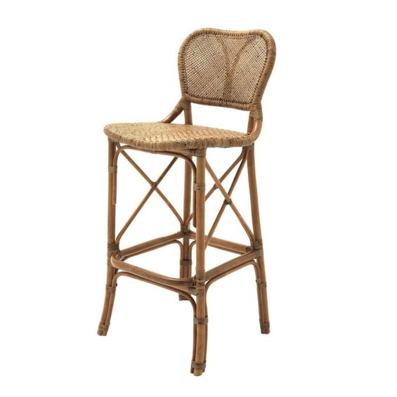 Honey brown rattan bar stool