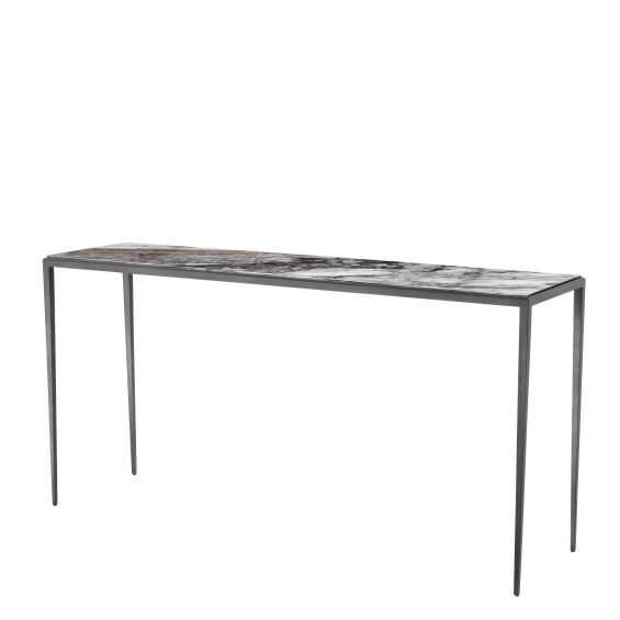 lilac bianco marble top console table with bronze frame 