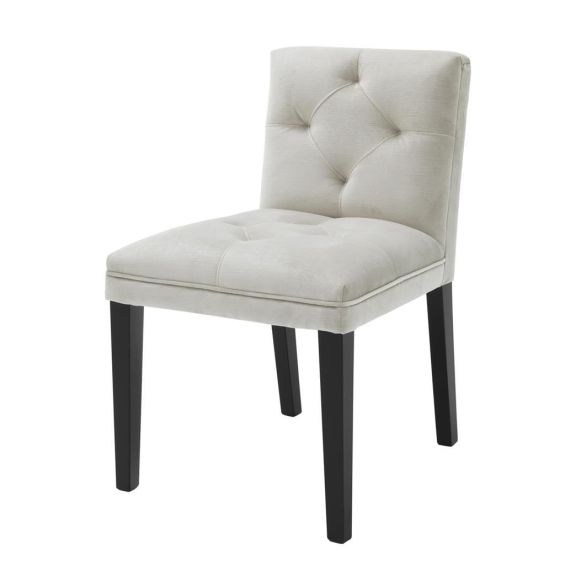 Luxury light pebble grey velvet modern dining chair