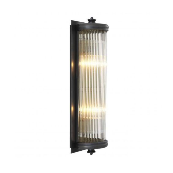 A luxurious matte bronze wall lamp with clear reeded glass 