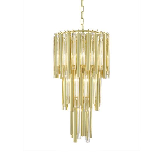 Glamorous gold glass droplet 4 tier chandelier