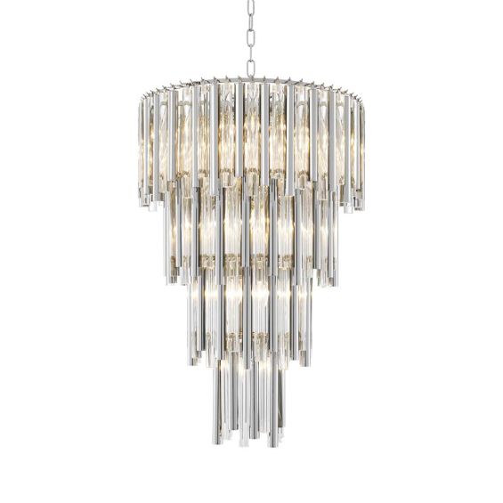 Glamorous silver/glass droplet 4 tier chandelier - Large