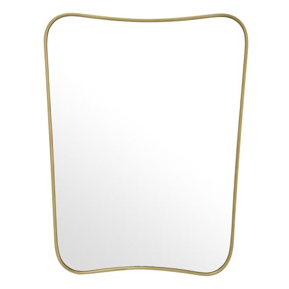 Stylish curved brass framed mirror