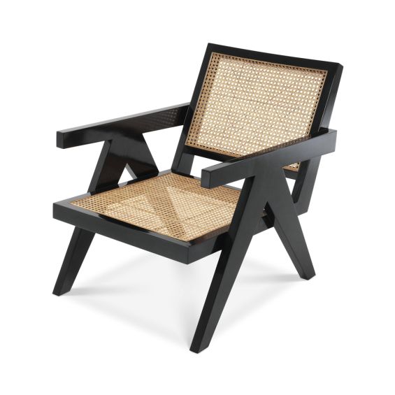 Eichholtz natural rattan armchair with black frame