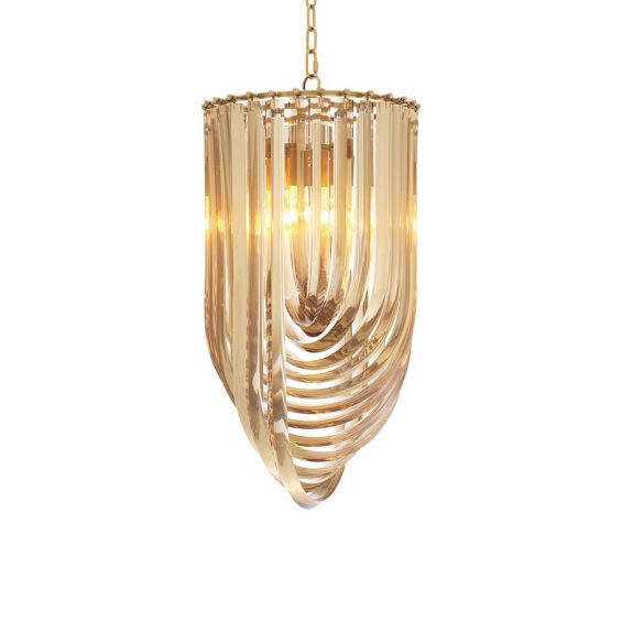 A stunning art deco inspired chandelier with a brass finish 