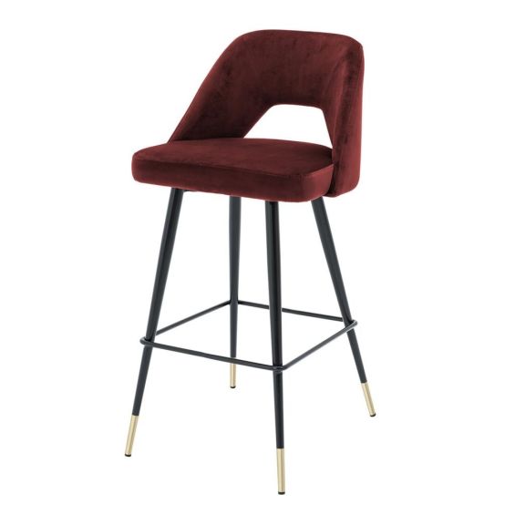 Luxury contemporary red velvet bar stool