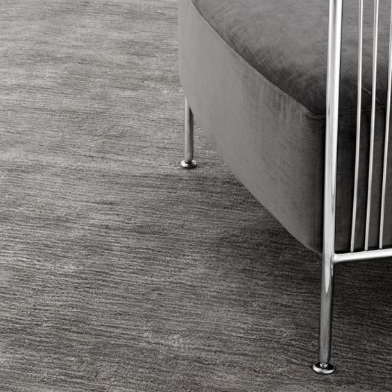 silky linen and viscose grey handwoven carpet