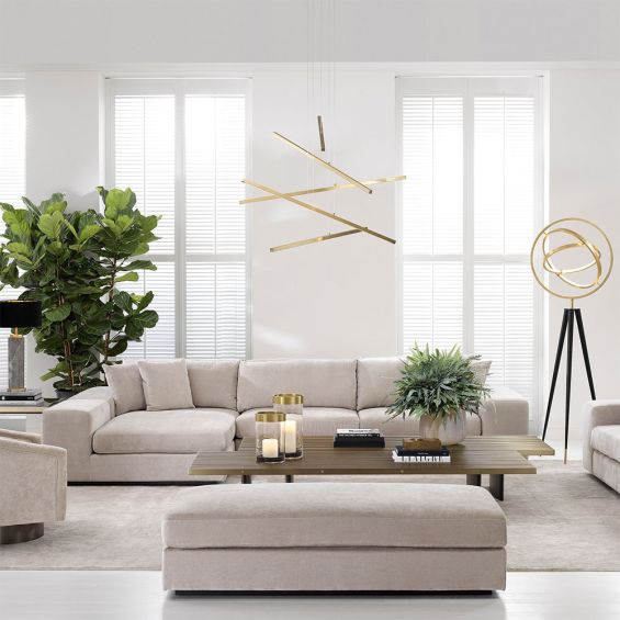 Luxurious and plush corner sofa in clarck sand upholstery 