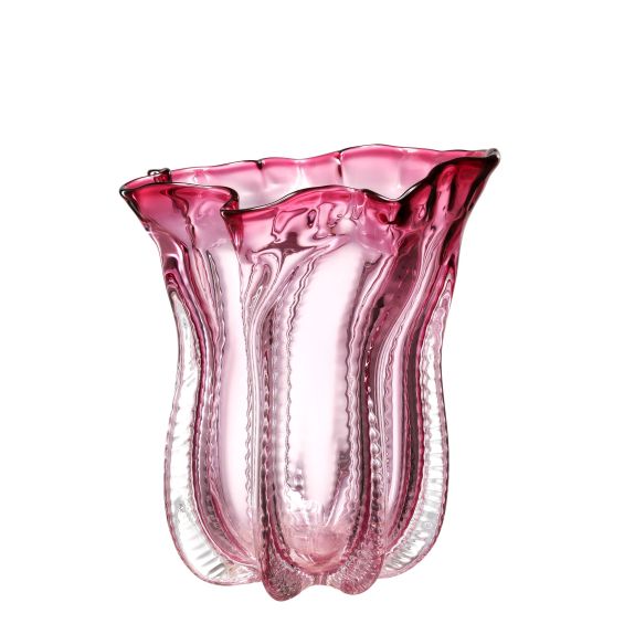 small pink hand-blown glass vase