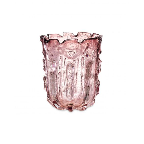 A beautiful, pink hand blown glass vase by Eichholtz