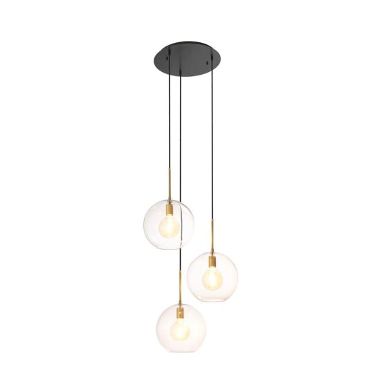 Decorative 3-light chandelier with hanging glass globe design