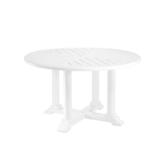 round outdoor dining table in white finish - 130 cm 