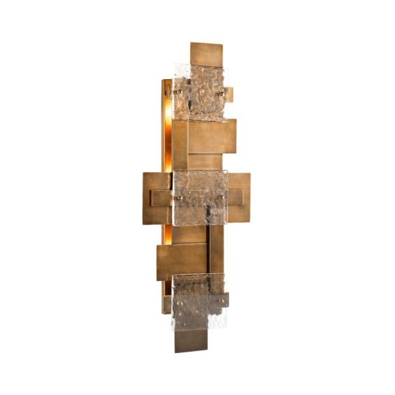geometric vintage brass and glass wall lamp 
