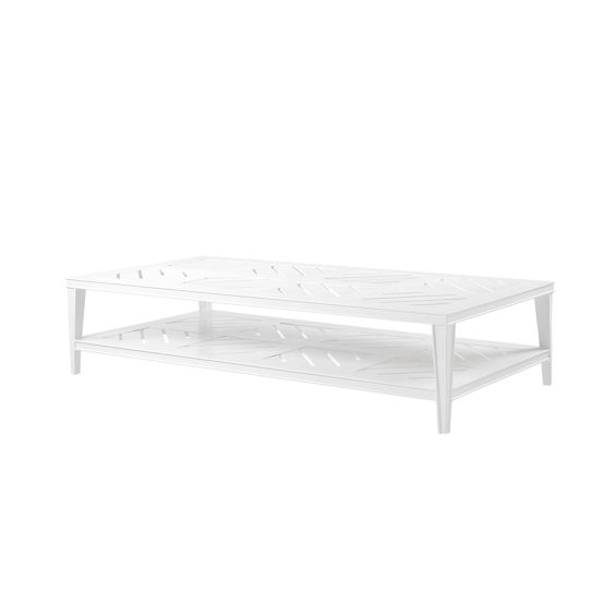 rectangular outdoor coffee table in white finish 