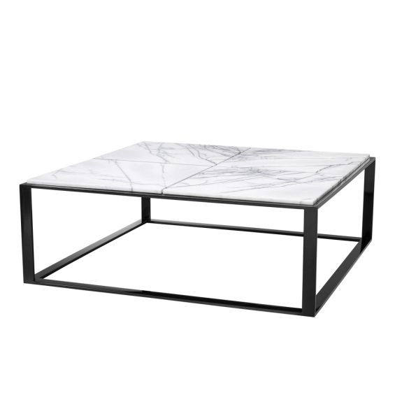 white and lilac marble table with high gloss black frame 