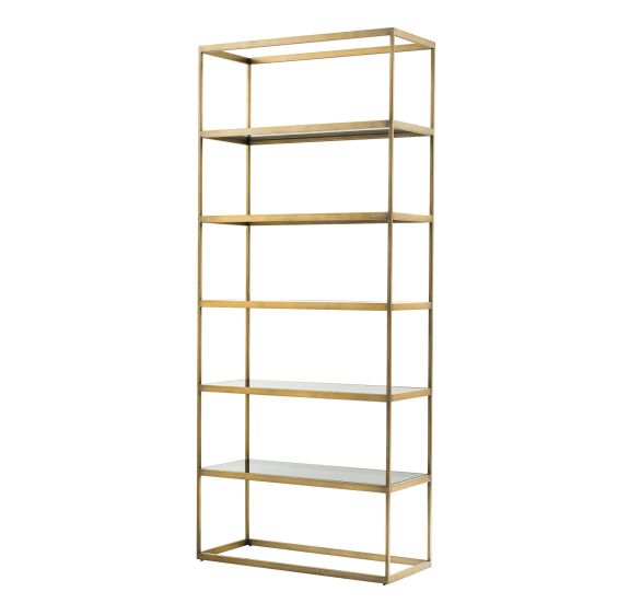 brushed brass unit with smoked glass shelves 