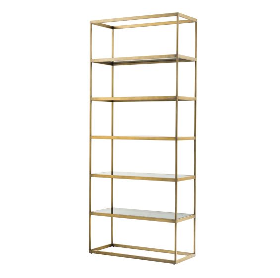 brushed brass unit with smoked glass shelves 