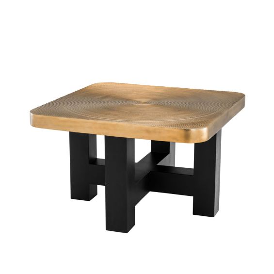 golden ripple-effect coffee table with black base 