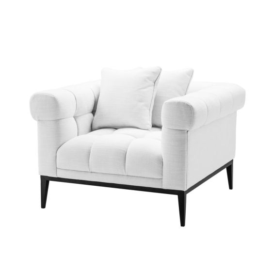 sumptuous white armchair with black tapered feet