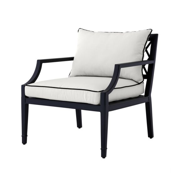 modern, classic outdoor black and cream garden chair