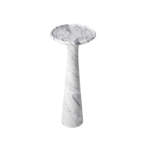A luxurious high white marble side table
