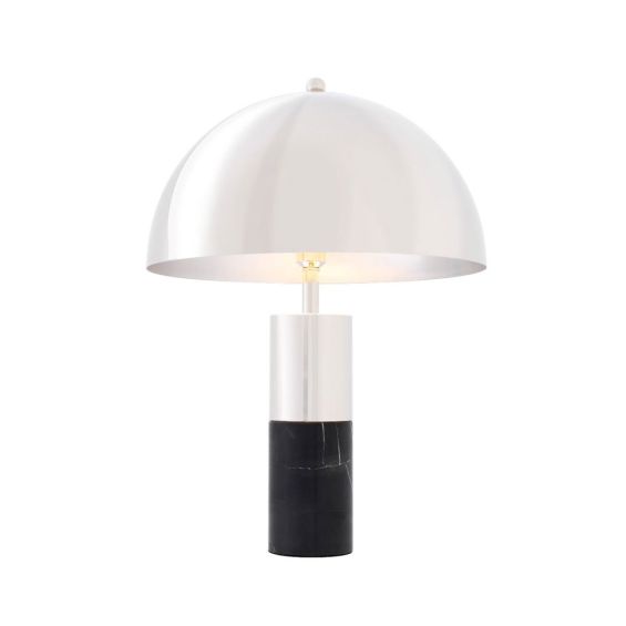 contemporary table lamp with dome top and black marble base