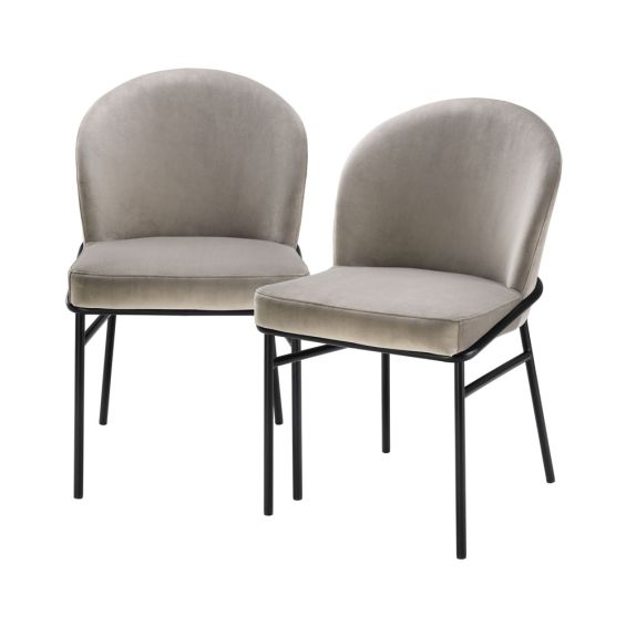 contemporary greige dining chair with black legs