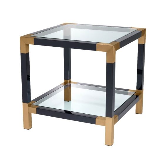 stylish modern Bauhaus side table with brushed brass accents 