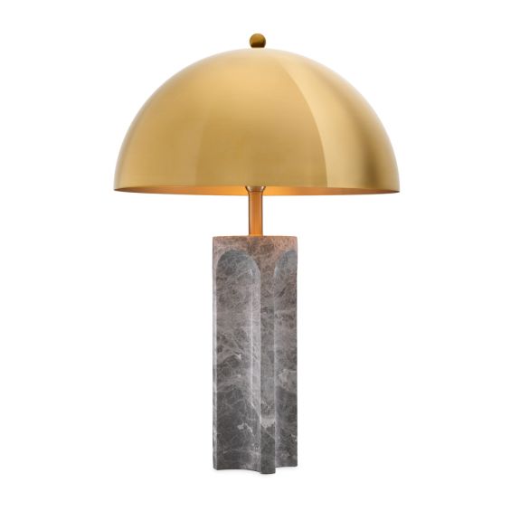 Luxury Eichholtz grey marble table lamp with brass dome lampshade