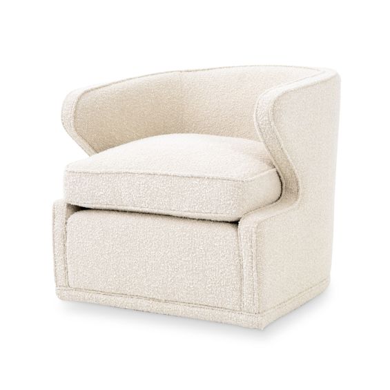 Luxurious Eichholtz boucle cream chair on swivel base