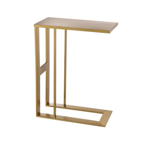 Contemporary style brushed brass finish side table 