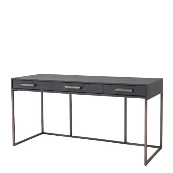 Modern, retro charcoal grey oak desk 