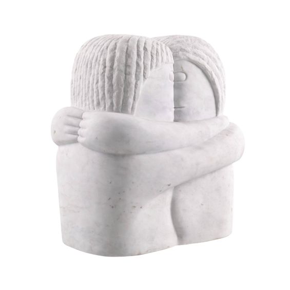 White marble couple in love hugging decorative object