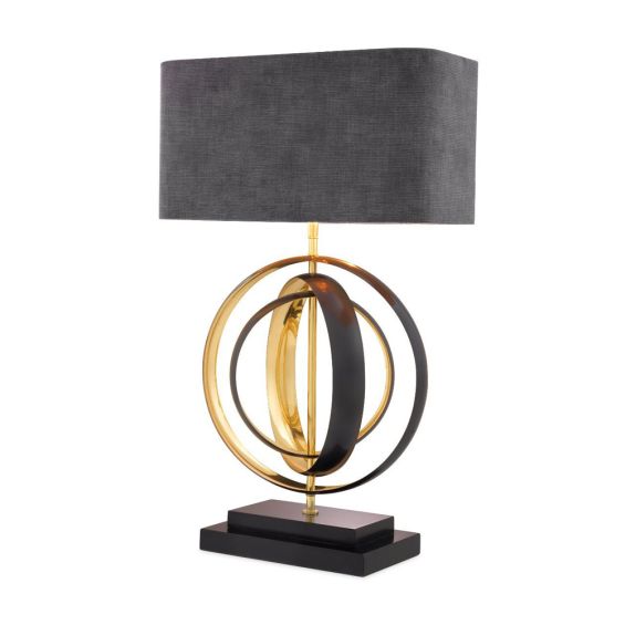 Glamorous modern polished brass and gunmetal table lamp by Eichholtz