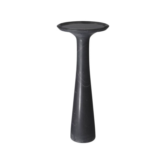 Tall honed black marble side table