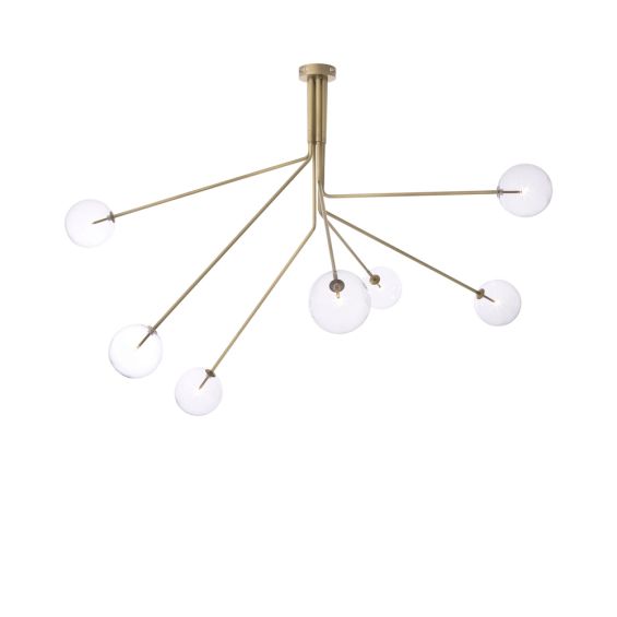 A luxurious 7-light brushed brass sputnik chandelier