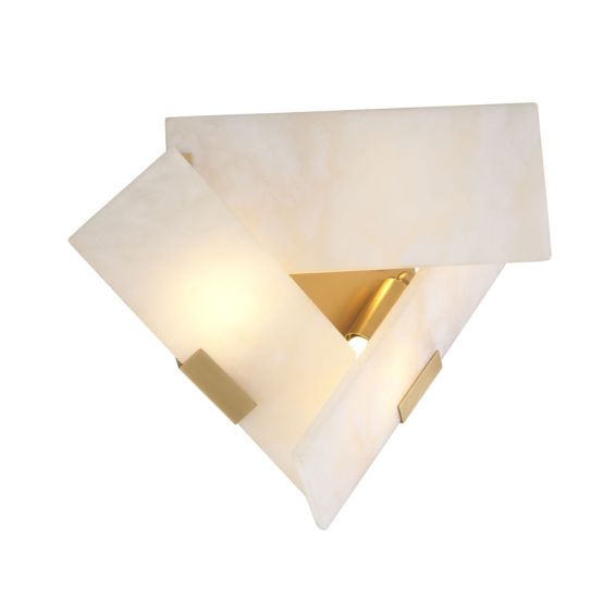 An elegant contemporary alabaster and antique brass wall lamp  