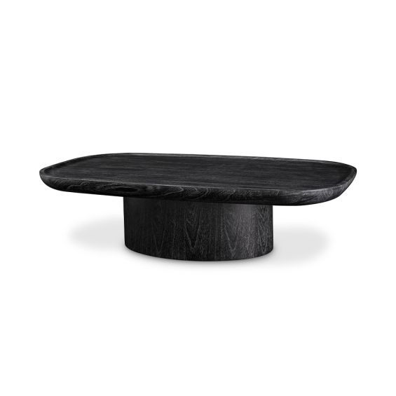 Rich, black wood coffee table with stylish rounded edges