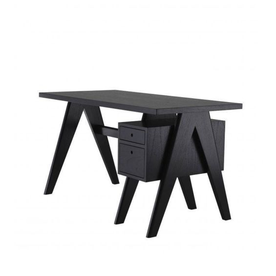 A stylish Danish-style retro desk with drawers in a black finish