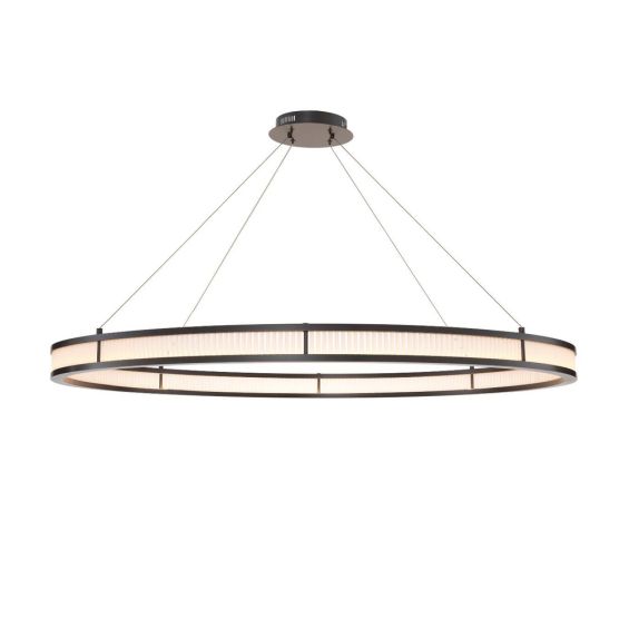 Large Eichholtz bronze finish chandelier with frosted glass circular design