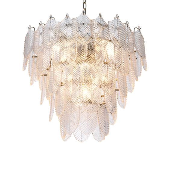 Luxurious nickel and clear glass chandelier